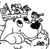 coloriage clifford joue avec ses jeunes amis